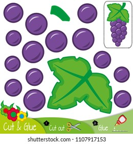 Bunch of grapes. Education paper game for preshool children. Vector illustration.