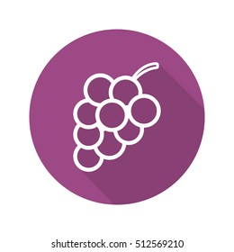 Bunch of grapes flat linear long shadow icon. Vector line symbol