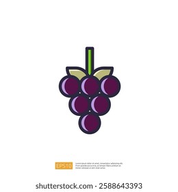 A Bunch Of Grapes Fruit Icon Illustration Design Simple Minimalist Vector Flat Outline