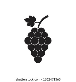 Bunch of grapes fruit with leaf vector icon