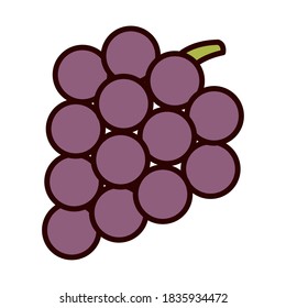 icono de relleno de línea de ilustración de vectores de uvas de racimo
