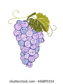 bunch of grapes with funny faces