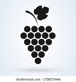 Bunch of grapes. Grapevine with leaf. Vector illustration