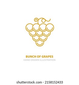 Montón de uvas de ilustración vectorial dibujada a mano. Dibujo de uva y vid. Diseño del logo de la uva. Parte del conjunto.