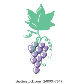 A bunch of grapes with heart-shaped berries. Vector illustration on white background.