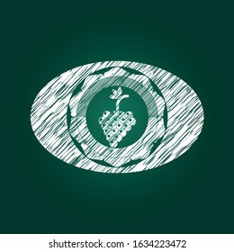 bunch of grapes icon with chalkboard texture