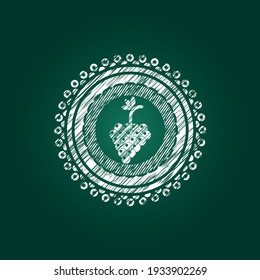 bunch of grapes icon with chalkboard texture. 