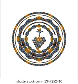 bunch of grapes icon inside arabesque style badge. arabic decoration.