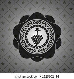 bunch of grapes icon inside black emblem. Vintage.