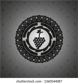 bunch of grapes icon inside black emblem. Vintage.