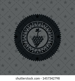 bunch of grapes icon inside black emblem. Vintage.