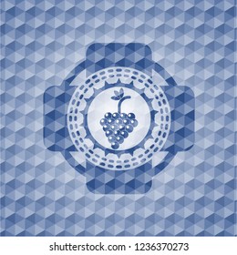 bunch of grapes icon inside blue hexagon emblem.