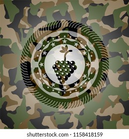 bunch of grapes icon inside camo emblem