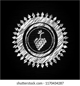 bunch of grapes icon inside chalk emblem