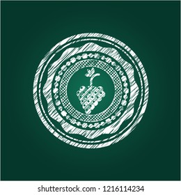 bunch of grapes icon inside chalk emblem