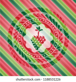 bunch of grapes icon inside christmas badge background.