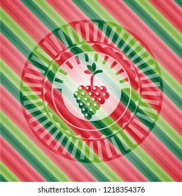 bunch of grapes icon inside christmas emblem.