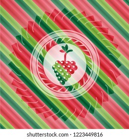 bunch of grapes icon inside christmas colors style emblem.