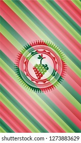 bunch of grapes icon inside christmas colors style emblem.