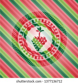 bunch of grapes icon inside christmas colors emblem.