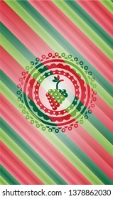 bunch of grapes icon inside christmas emblem.
