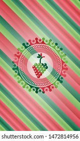 bunch of grapes icon inside christmas colors emblem.