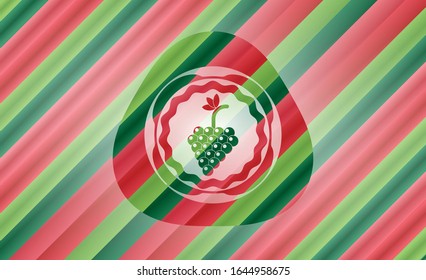 bunch of grapes icon inside christmas style badge..