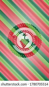 bunch of grapes icon inside christmas colors emblem. 