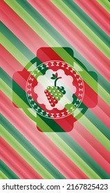 bunch of grapes icon inside christmas style emblem. 