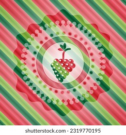bunch of grapes icon inside christmas style emblem. 