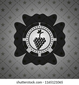 bunch of grapes icon inside dark emblem