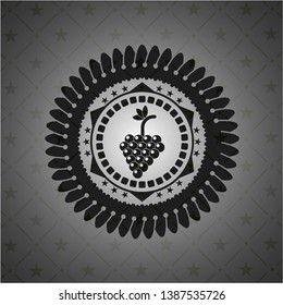 bunch of grapes icon inside dark badge or emblem