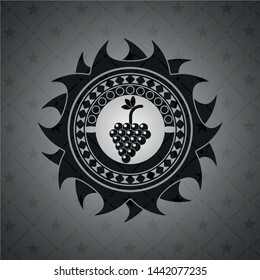 bunch of grapes icon inside dark emblem. Retro