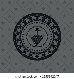 bunch of grapes icon inside dark badge or emblem. 