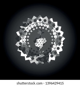 bunch of grapes icon inside grey camo emblem
