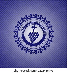 bunch of grapes icon inside jean background