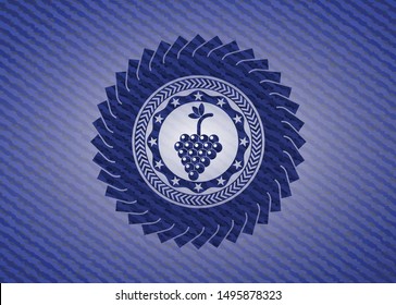 bunch of grapes icon inside jean background