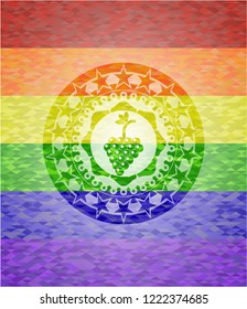 bunch of grapes icon inside lgbt colors emblem 