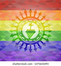 bunch of grapes icon inside lgbt colors emblem 