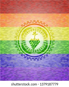 bunch of grapes icon inside lgbt colors emblem 