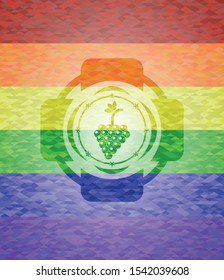 bunch of grapes icon inside lgbt colors emblem 