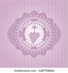 bunch of grapes icon inside pink icon or emblem