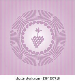 bunch of grapes icon inside pink emblem