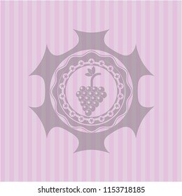 bunch of grapes icon inside realistic pink emblem