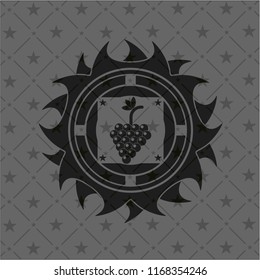 bunch of grapes icon inside realistic dark emblem