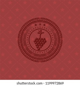 bunch of grapes icon inside realistic red emblem