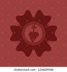 bunch of grapes icon inside realistic red emblem