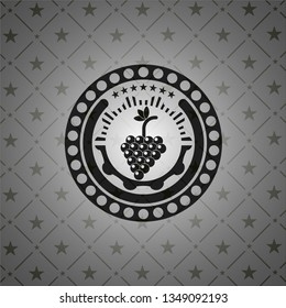 bunch of grapes icon inside realistic dark emblem