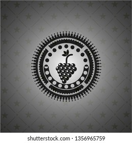 bunch of grapes icon inside realistic dark emblem