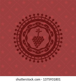 bunch of grapes icon inside realistic red emblem